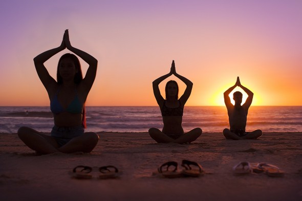 Yoga beach silhouette