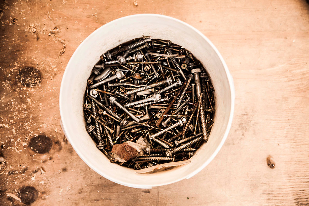 Recycled nails donated to the tiny house project